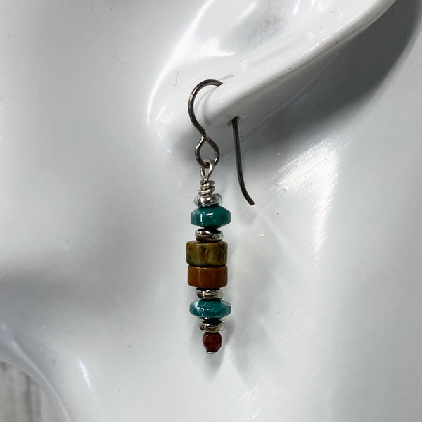 Canyon River Earrings - Pewter Jasper Stones & Czech Glass