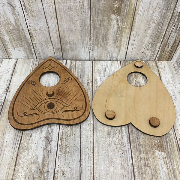All Seeing Eye Ouija Board Planchette Candle Holder - Laser cut and engraved wood