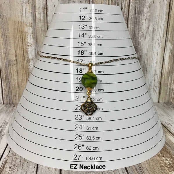Handmade Lampwork Glass Celtic Knot 22kt Gold Plate Pendant Necklace