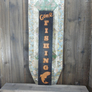 Gone Fishing Rustic Weathered Wood Sign - Carved Engraved Cedar Wood
