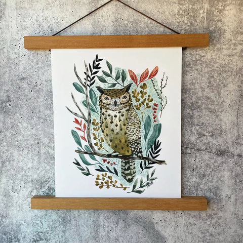 Flora Owl Print - 8x10 Art Print - Created by Little Pine Artistry Canyon & Cove