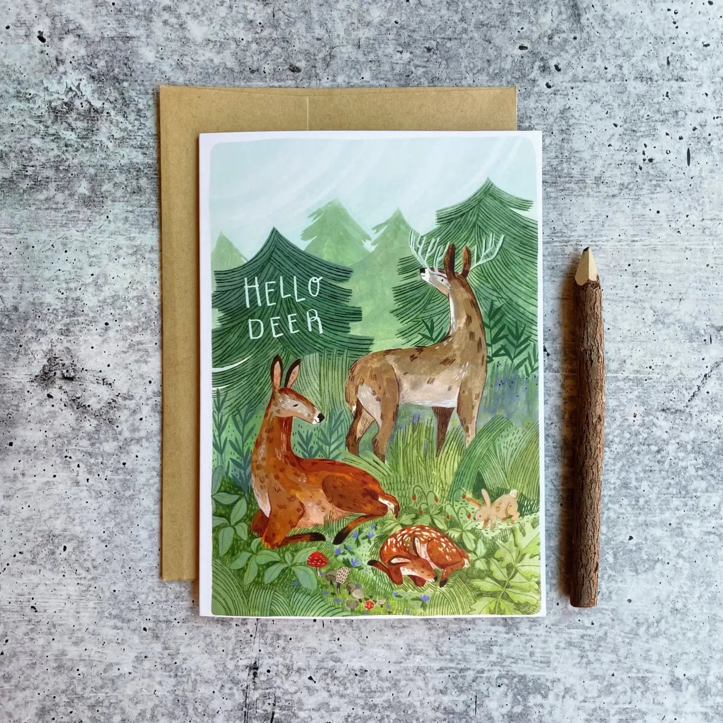 Hello Deer Card - Blank Greeting Card - Created by Little Pine Artistry Canyon & Cove