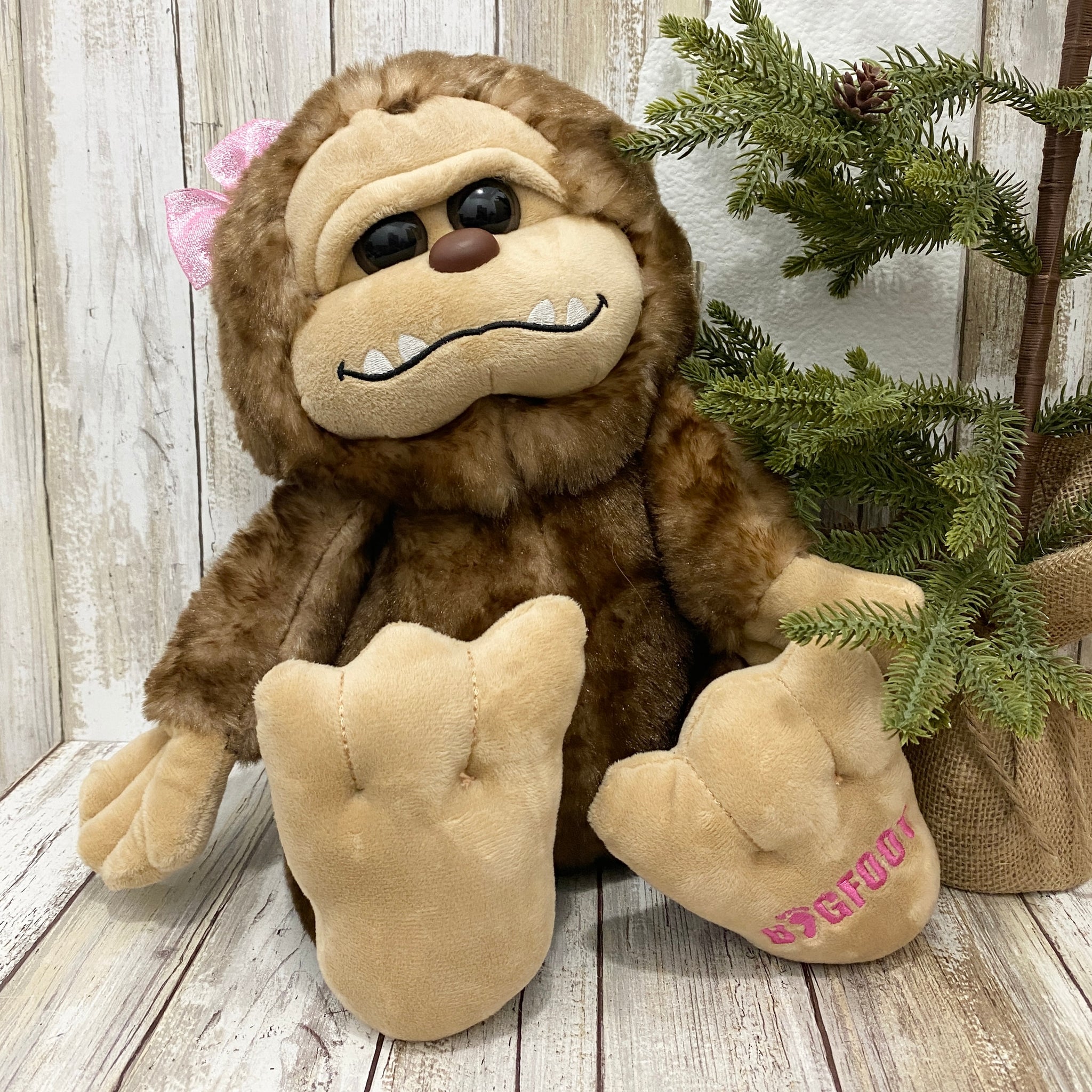 Girl Bigfoot Sasquatch - 12 inch Plushy Stuffed Animal - Recycled Materials - The Petting Zoo