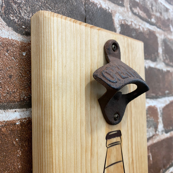 Worlds Greatest Dad Beer Bottle Cap Opener - Wall Mounted Carved Pine Wood