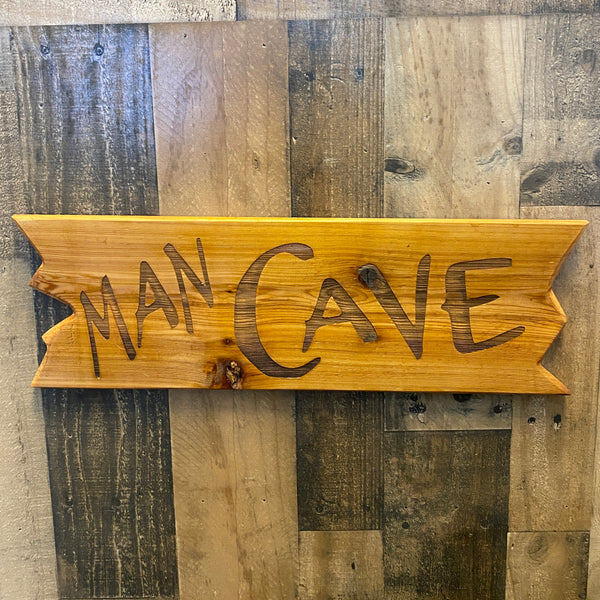 Rustic Man Cave Sign - Carved Cedar Wood