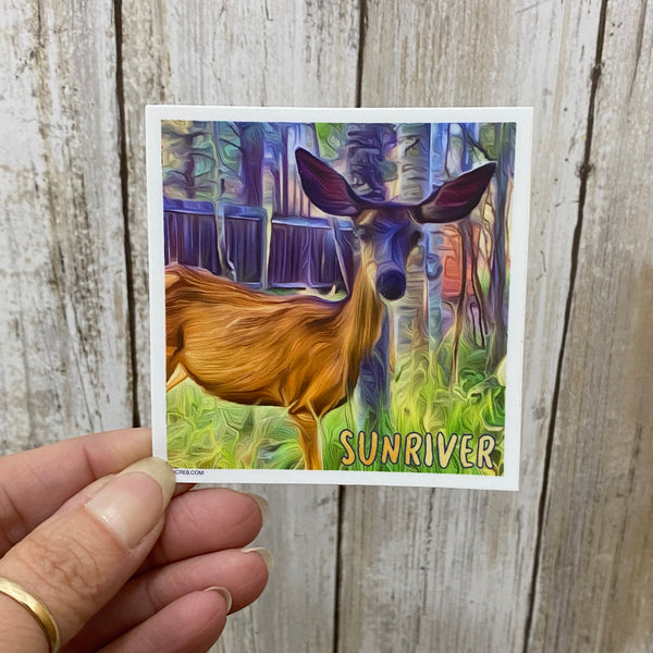 Sunriver Mule Deer Vinyl Sticker - Created by Vivian Houser