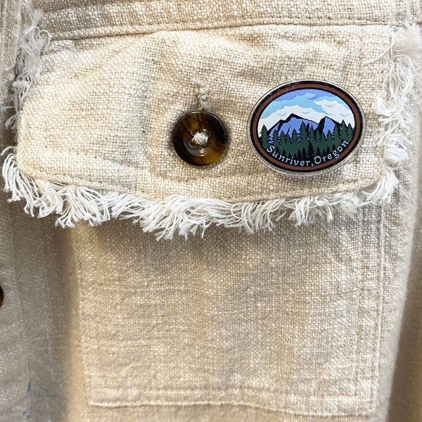 Sunriver Oregon Mountains & Trees - Acrylic Lapel Pin