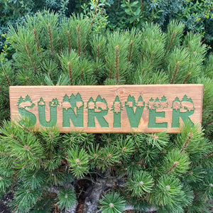 Sunriver Pine Tree Sign - Carved Cedar Wood