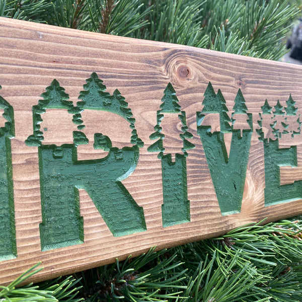 Sunriver Pine Tree Sign - Carved Cedar Wood