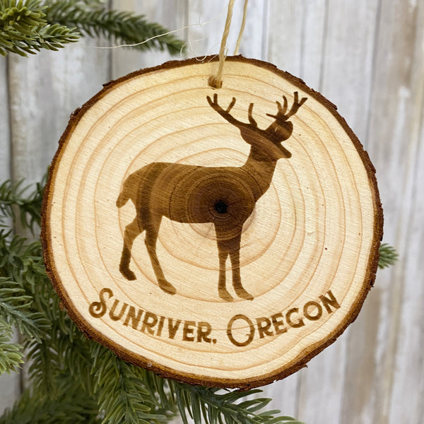 Sunriver & Mt. Bachelor Log Slice Christmas Tree Ornaments