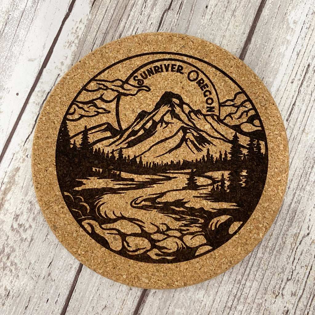 Sunriver Oregon Mountain Cork Coaster 4 pack- Laser Engraved – Houser House  Creations