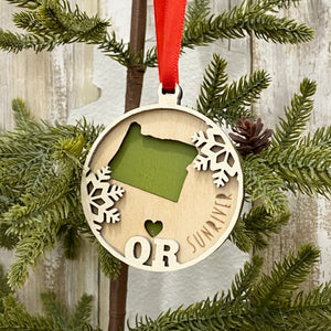 Sunriver Oregon State Snowflake 3 Dimensional Christmas Tree Ornament