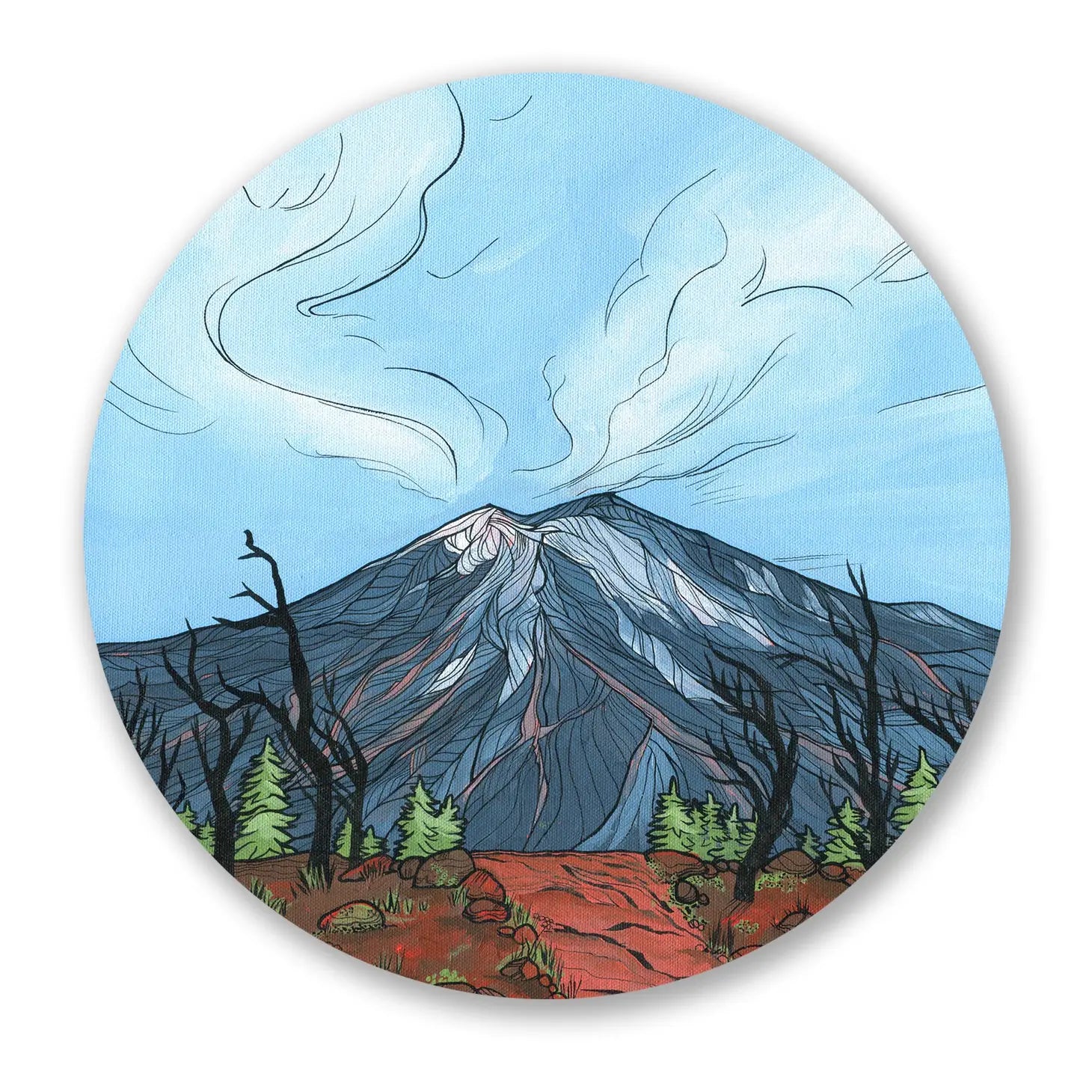 Mt Bachelor in Summer Vinyl Sticker - Created by Michele Michael