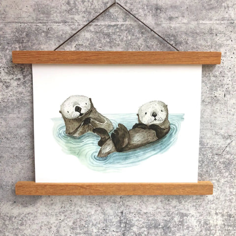 Sea Otters - 8x10 Art Print - Created by Little Pine Artistry Canyon & Cove