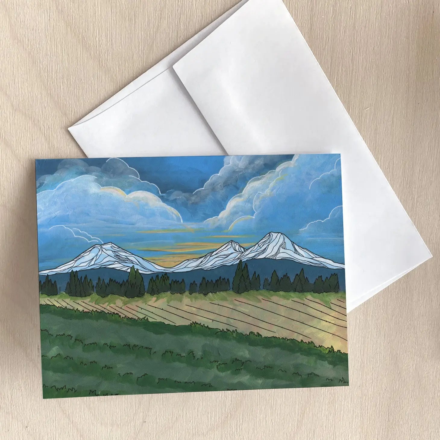 Three Sisters Oregon Storm Greeting Card - Created by Michele Michael