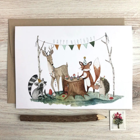 Woodland Birthday Card - Blank Greeting Card - Created by Little Pine Artistry Canyon & Cove