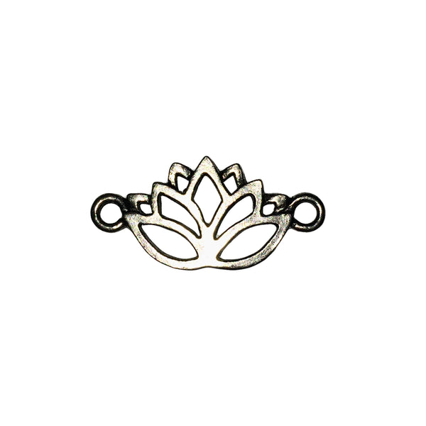 Lotus Flower Link - Qty 5 - Lead Free Pewter Silver - American Made