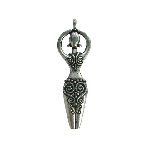 African Goddess Pendant Charm - Qty 1 - Lead Free Pewter Silver - American Made