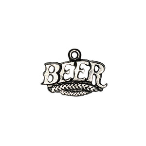Beer Word Charms - Qty of 5 Charms - Lead Free Pewter Silver - American Made