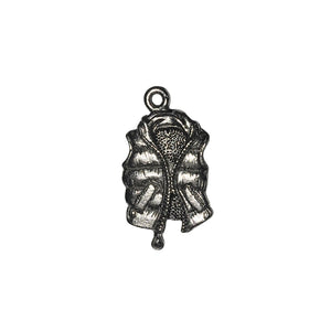Down Vest Charms - Qty 5 - Lead Free Pewter Silver - American Made