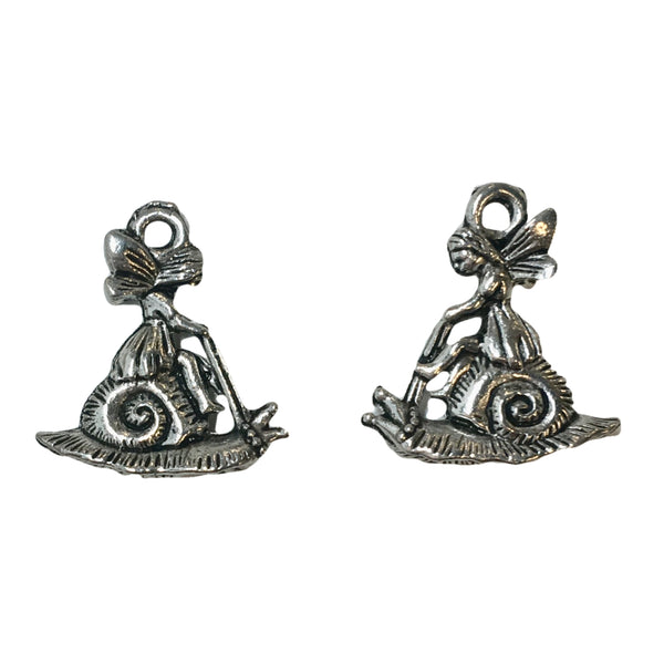 Fairy Snail Charms - Qty of 5 Charms - Lead Free Pewter Silver - American Made