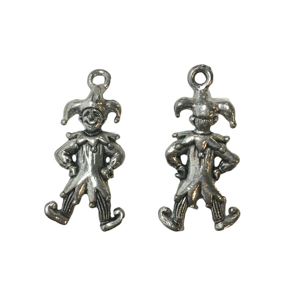 Jester Clown Charms - Qty of 5 Charms - Lead Free Pewter Silver - American Made