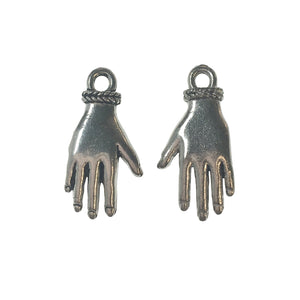 Large Left & Right Hand Charms - Qty 2 Pairs - Lead Free Pewter Silver