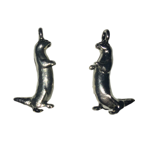 Otter Charms - Qty 5 - Lead Free Pewter Silver - American Made