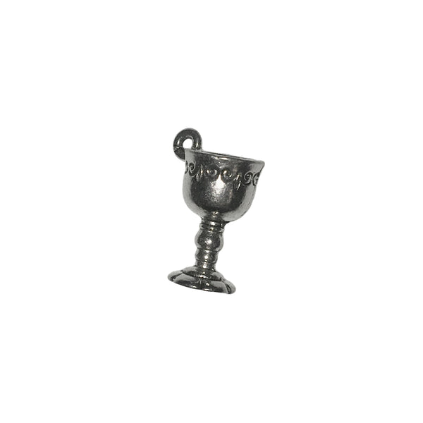 Wine Goblet Charms - Qty 5 - Lead Free Pewter Silver - American Made