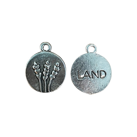 Land Element Charms - Qty of 5 Charms - Lead Free Pewter Silver - American Made