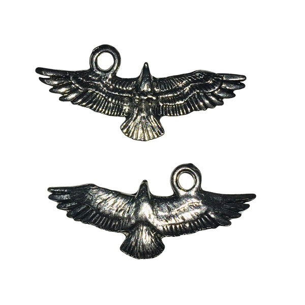 Flying Eagle Charms - Qty 5 - Lead Free Pewter Silver - American Made