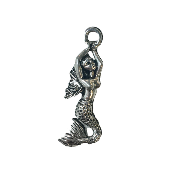 Mermaid Swimming Charms - Qty 5 - Lead Free Pewter Silver - American Made
