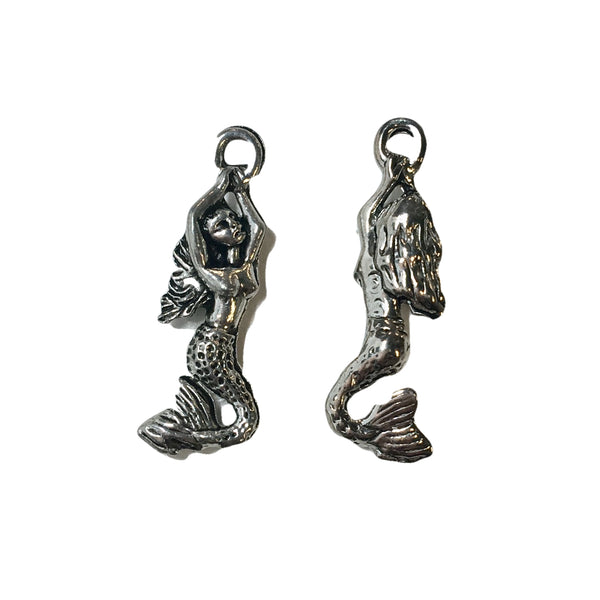Mermaid Swimming Charms - Qty 5 - Lead Free Pewter Silver - American Made