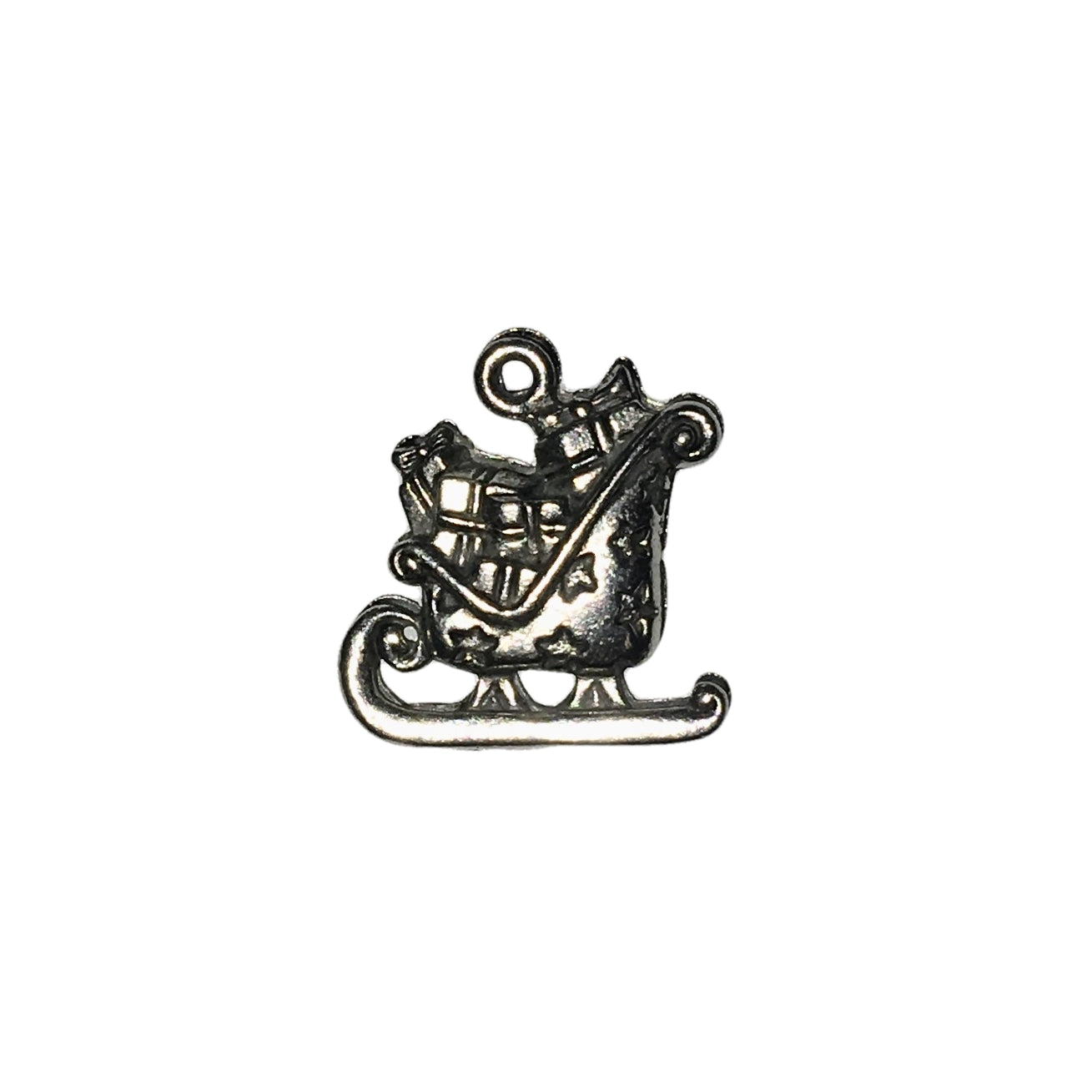 Sleigh with Presents Charms - Qty 5 - Lead Free Pewter Silver - American Made