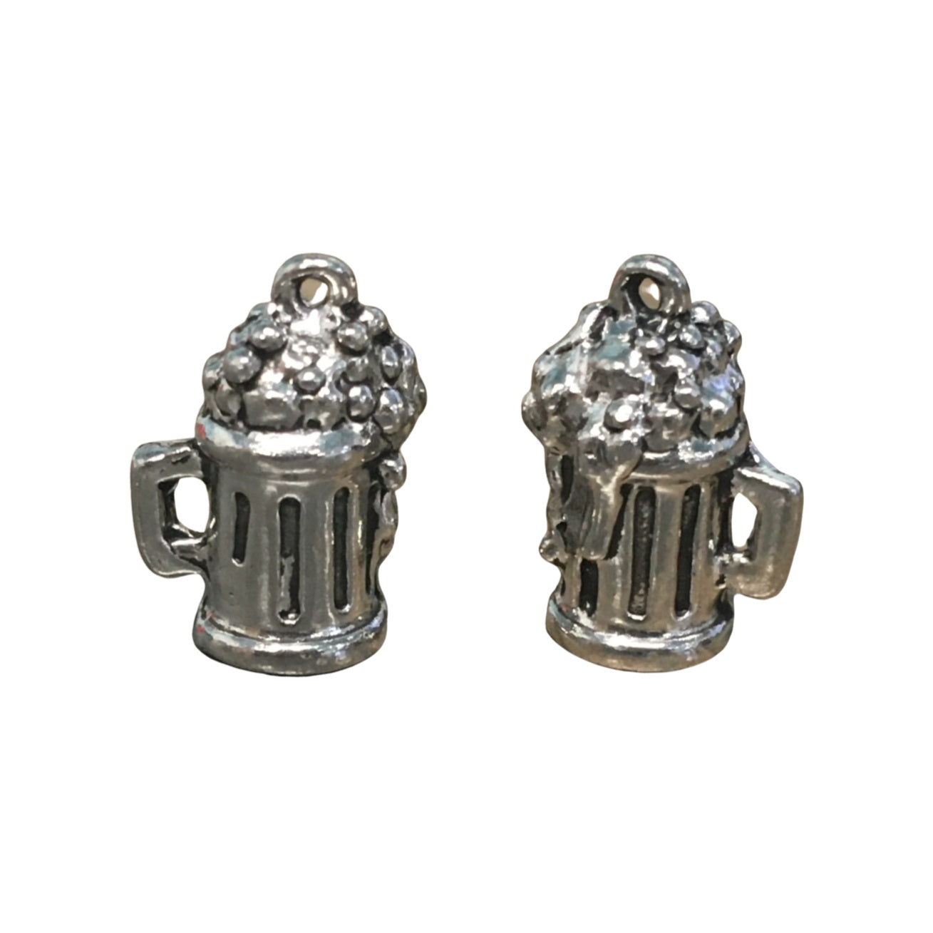Frosty Beer Mug Charms - Qty 5 - Lead Free Pewter Silver - American Made