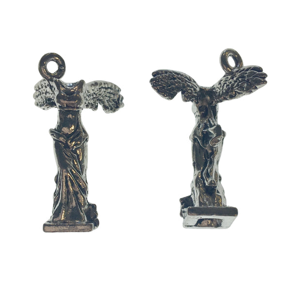 Winged Victory of Samothrace Goddess Charms - Qty 5 - Lead Free Pewter Silver - American Made
