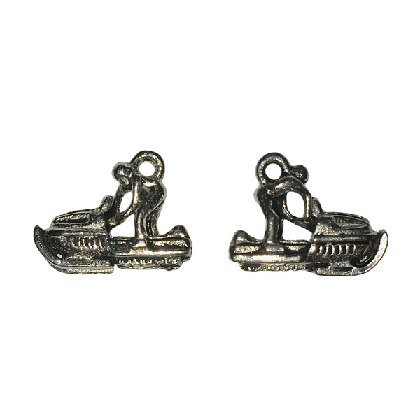 Snow Mobile Charms - Qty 5 - Lead Free Pewter Silver - American Made