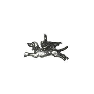 Angel Dog Charms - Qty 5 - Lead Free Pewter Silver - American Made
