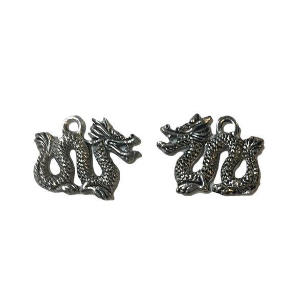 Serpent Dragon Charms - Qty of 5 Charms - Lead Free Pewter Silver - American Made