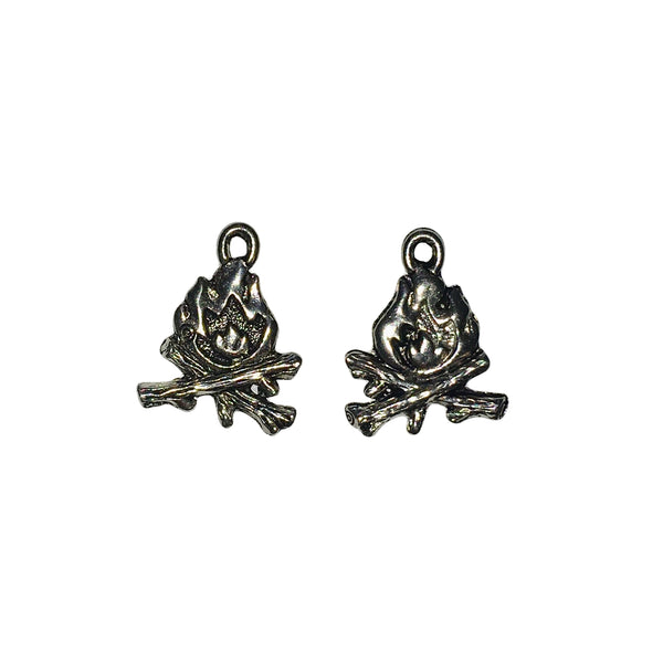 Camp Fire Charms - Qty 5 - Lead Free Pewter Silver - American Made