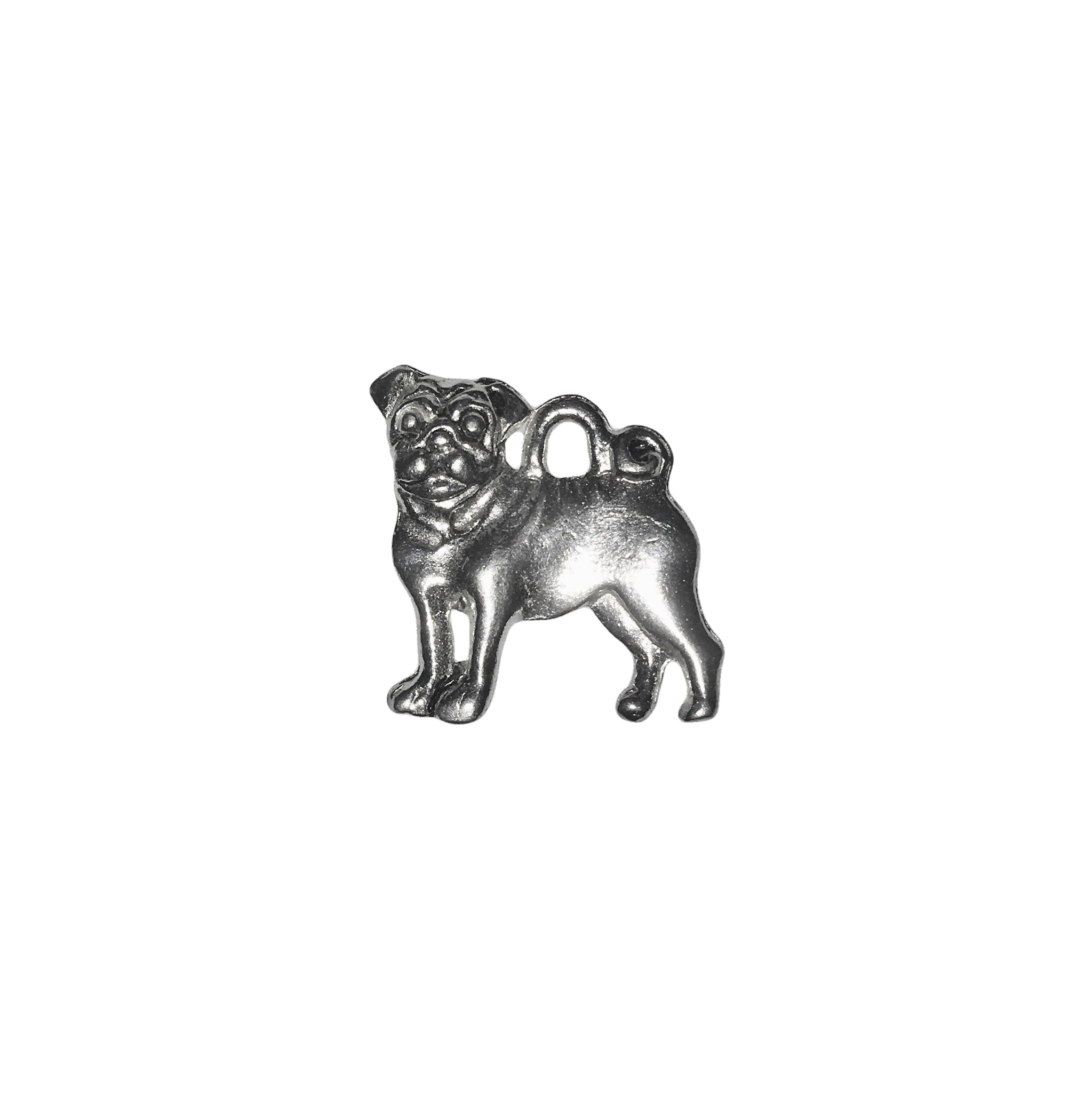 Pug Dog Charms - Qty 5 - Lead Free Pewter Silver - American Made