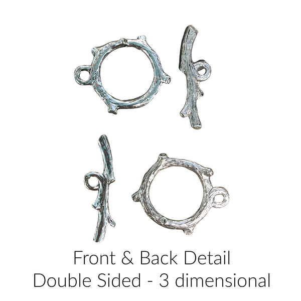 Tree Branch Toggle Clasp - Qty of 1 Clasp Set - Lead Free Pewter Silver - American Made