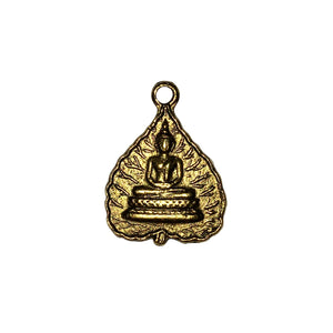 Tibetan Leaf Buddha Charms - Qty of 5 Charms - 24kt Gold Plated Lead Free Pewter - American Made