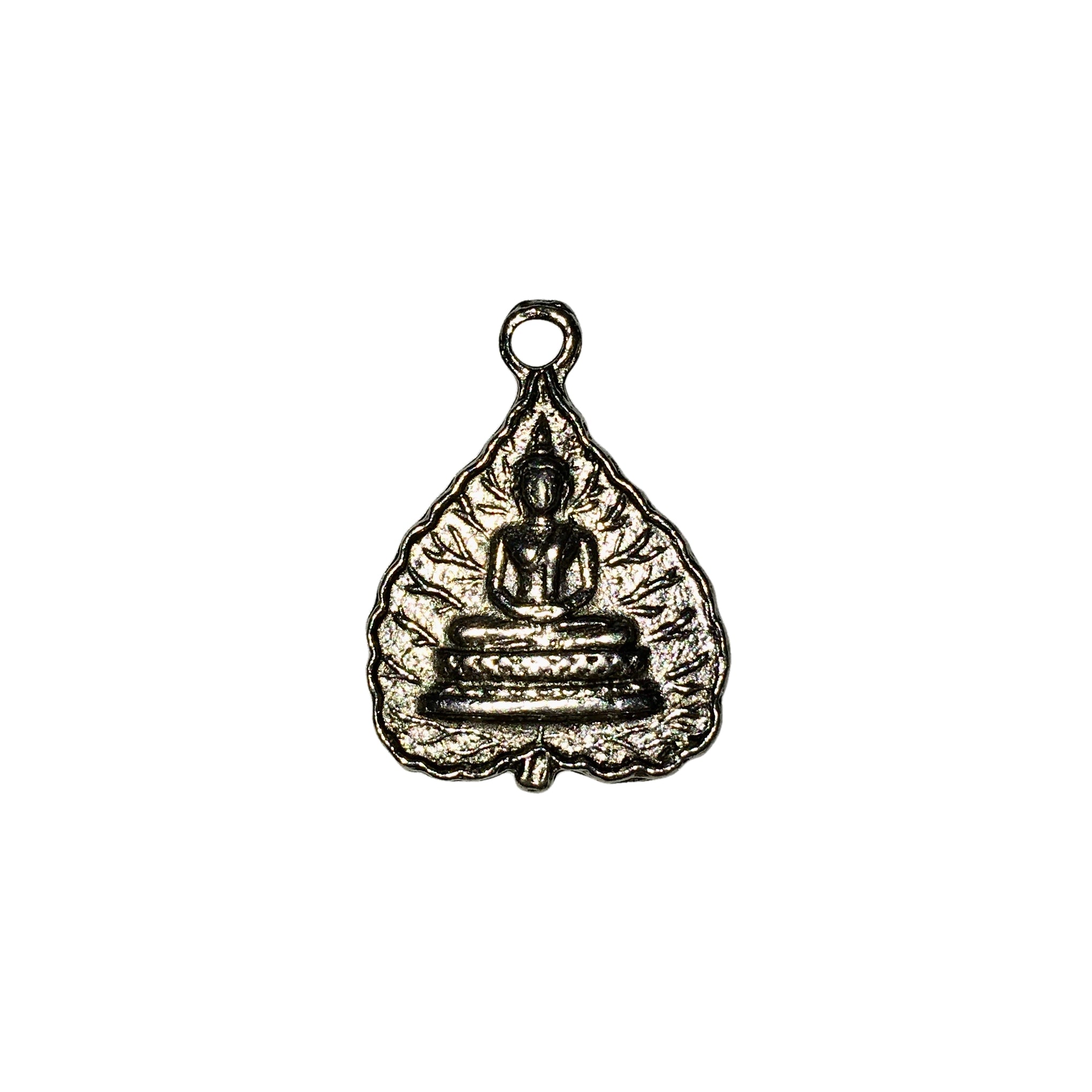 Tibetan Leaf Buddha Charms - Qty of 5 Charms - Lead Free Pewter Silver - American Made