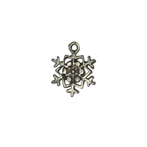 Snowflake 3 Charms - Qty 5 - Lead Free Pewter Silver - American Made