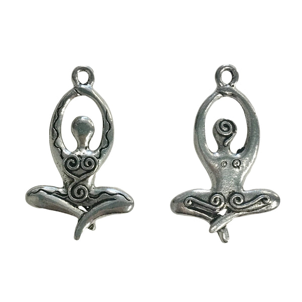 Meditating Goddess Charm Pendant - Qty of 1 - Lead Free Pewter Silver - American Made