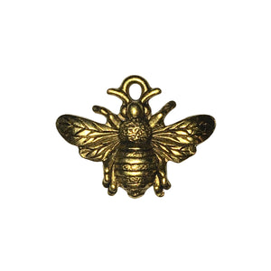 Queen Bee with Crown Charms - Qty 5 - 24kt Gold Plated Lead Free Pewter - American Made