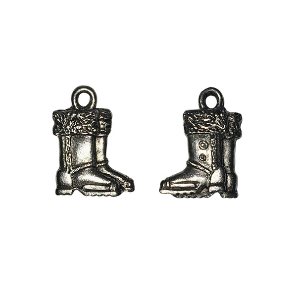 Snow Boots Charms - Qty 5 - Lead Free Pewter Silver - American Made