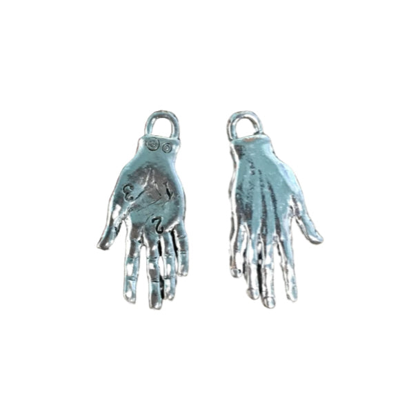 Palm Reader Palmistry Fortune Teller Charms - Qty of 5 - Lead Free Pewter Silver - American Made