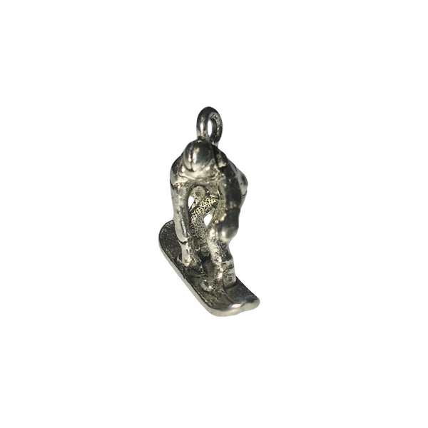Snow Boarder Charms - Qty 5 - Lead Free Pewter Silver - American Made